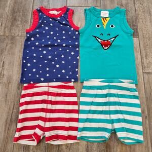 Hanna Andersson Pajama Set Boys Size 100 US 4 Lot of 2 Stars Dino Summer Soft